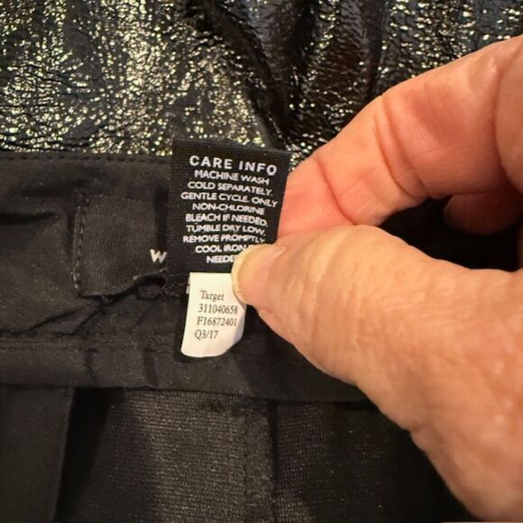 Who What Wear Black Polyurethane Belted Trouser Pants Pleated Dressy Size 4 - Picture 9 of 14